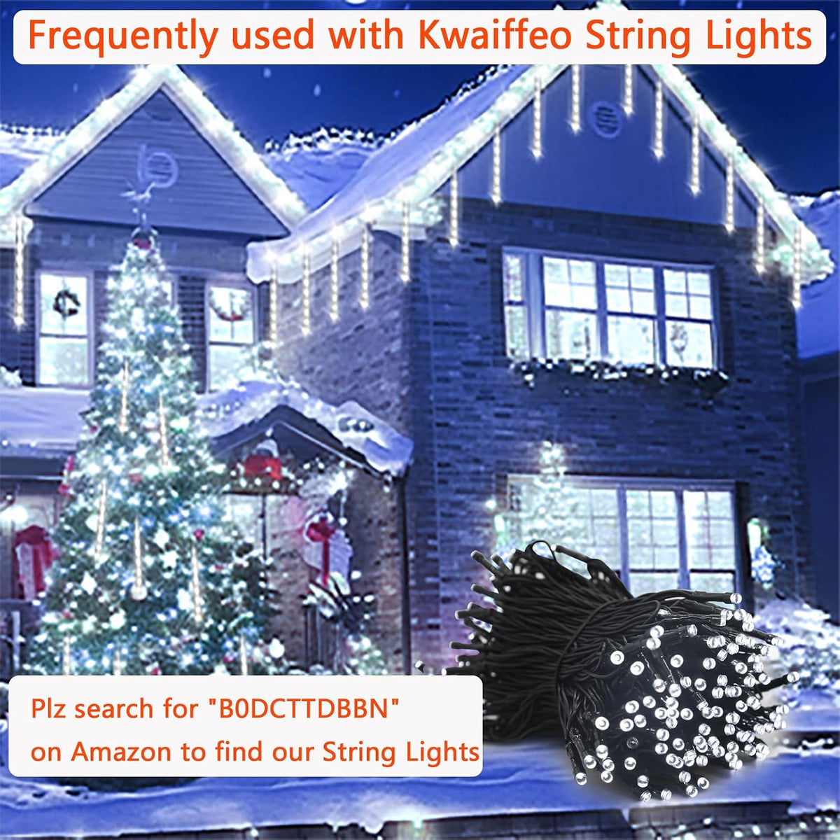 christmas lights outdoor, 24 tubes meteor shower lights, package contents