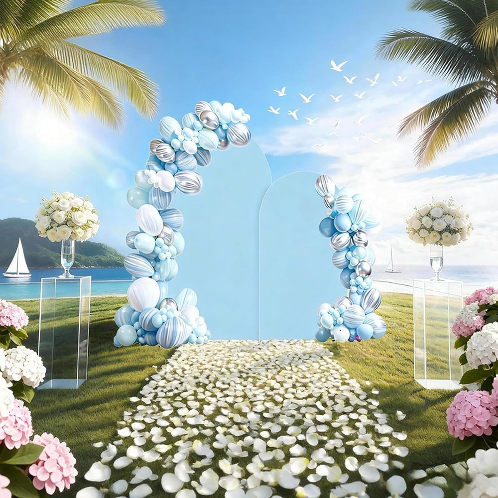 Wedding Arch Backdrop Stand Set of 2 With Blue Cover (7.2FT+6FT)