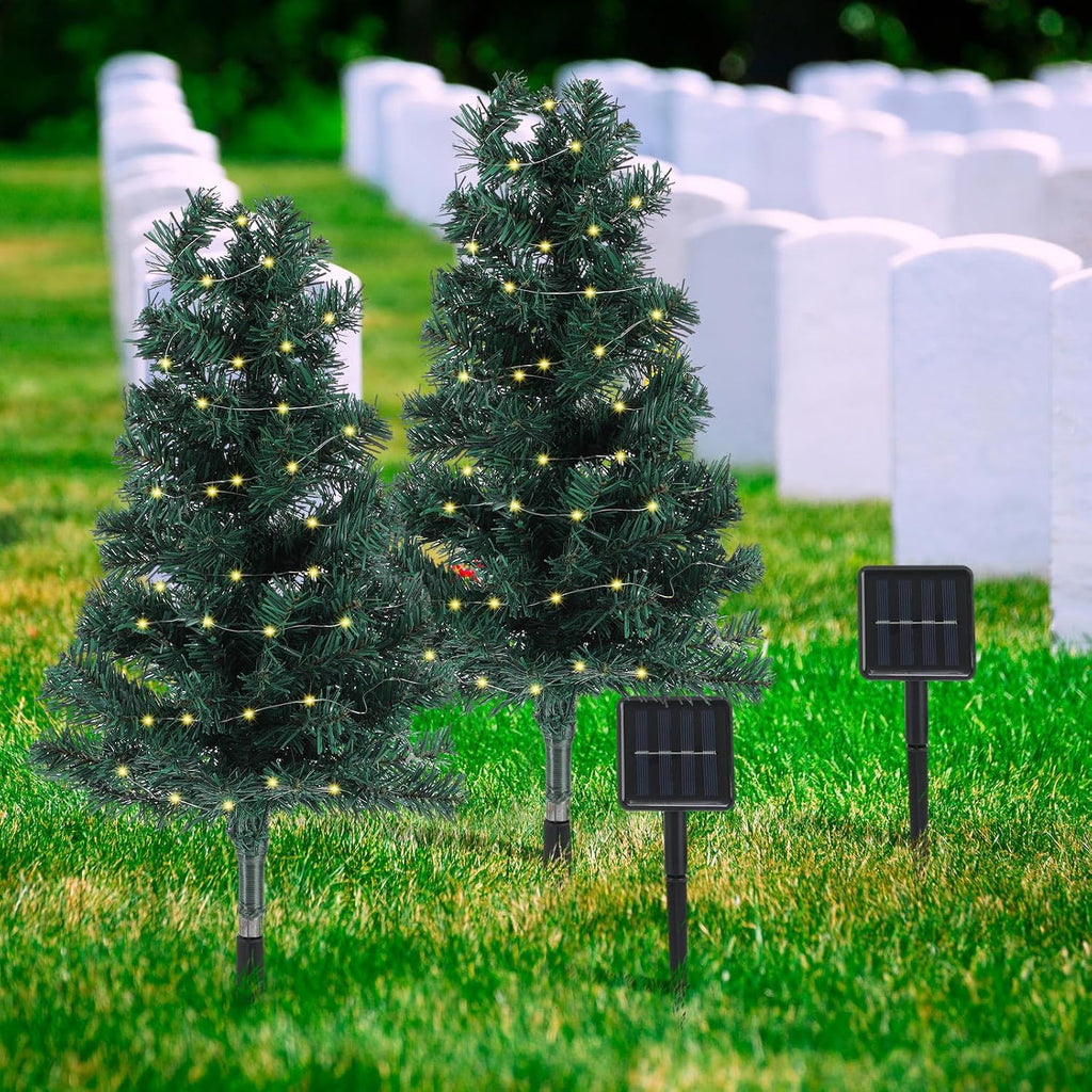 30 inch solar artificial christmas tree for cemetery showing dimensions