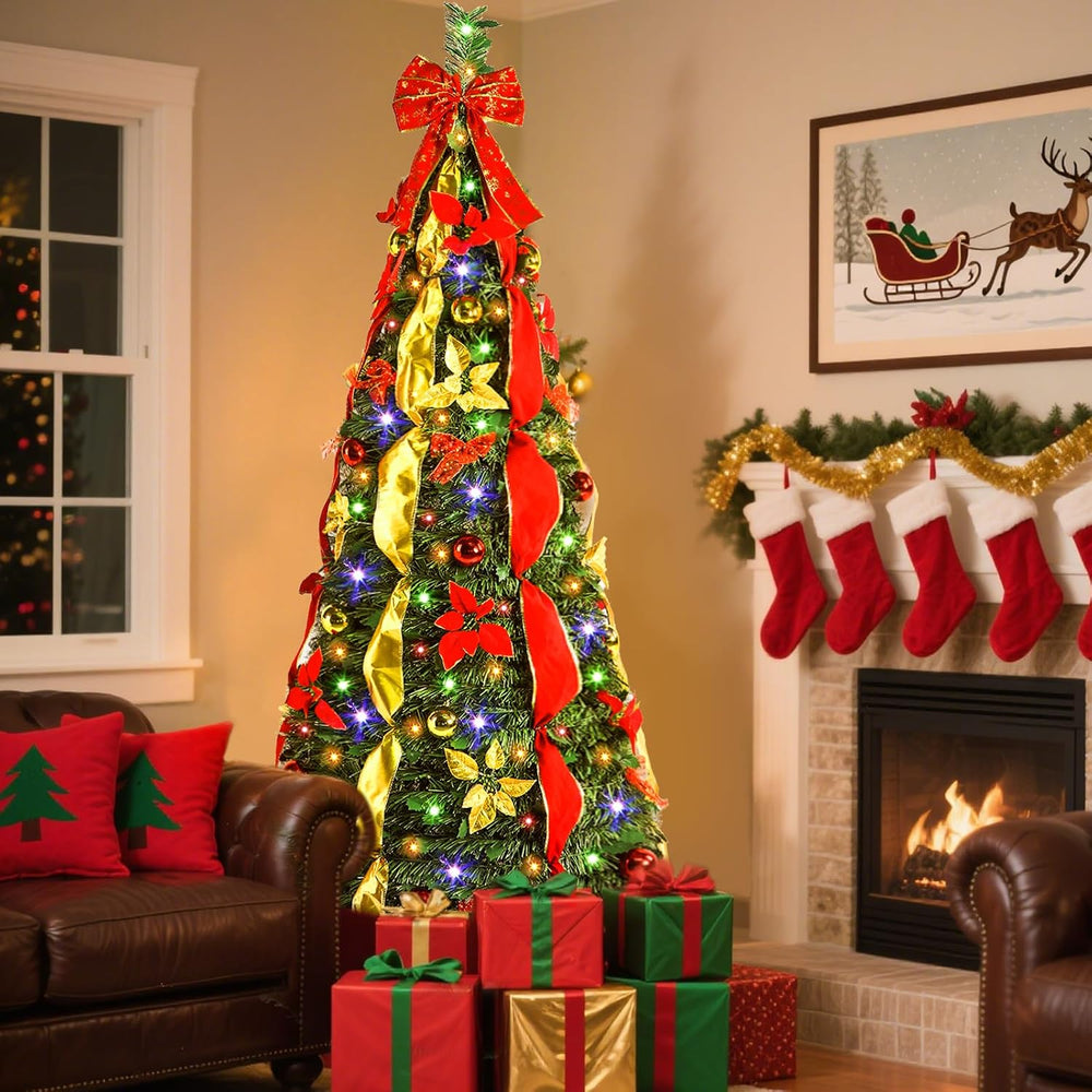 Alupssuc 6FT Pop Up Christmas Tree, Full Shape, Remote, Dual Color Lights