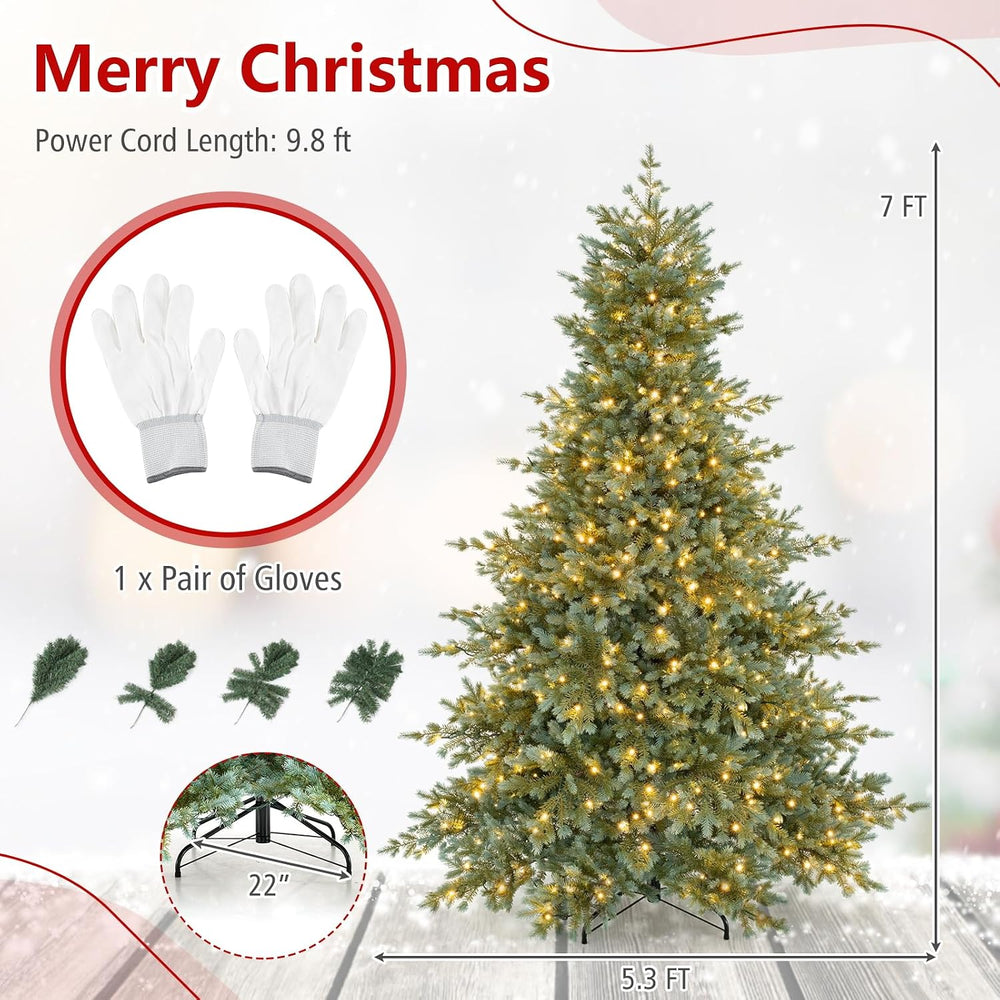 Goplus 7ft Pre-Lit Aspen Christmas Tree with 865 Full PE Branch Tips