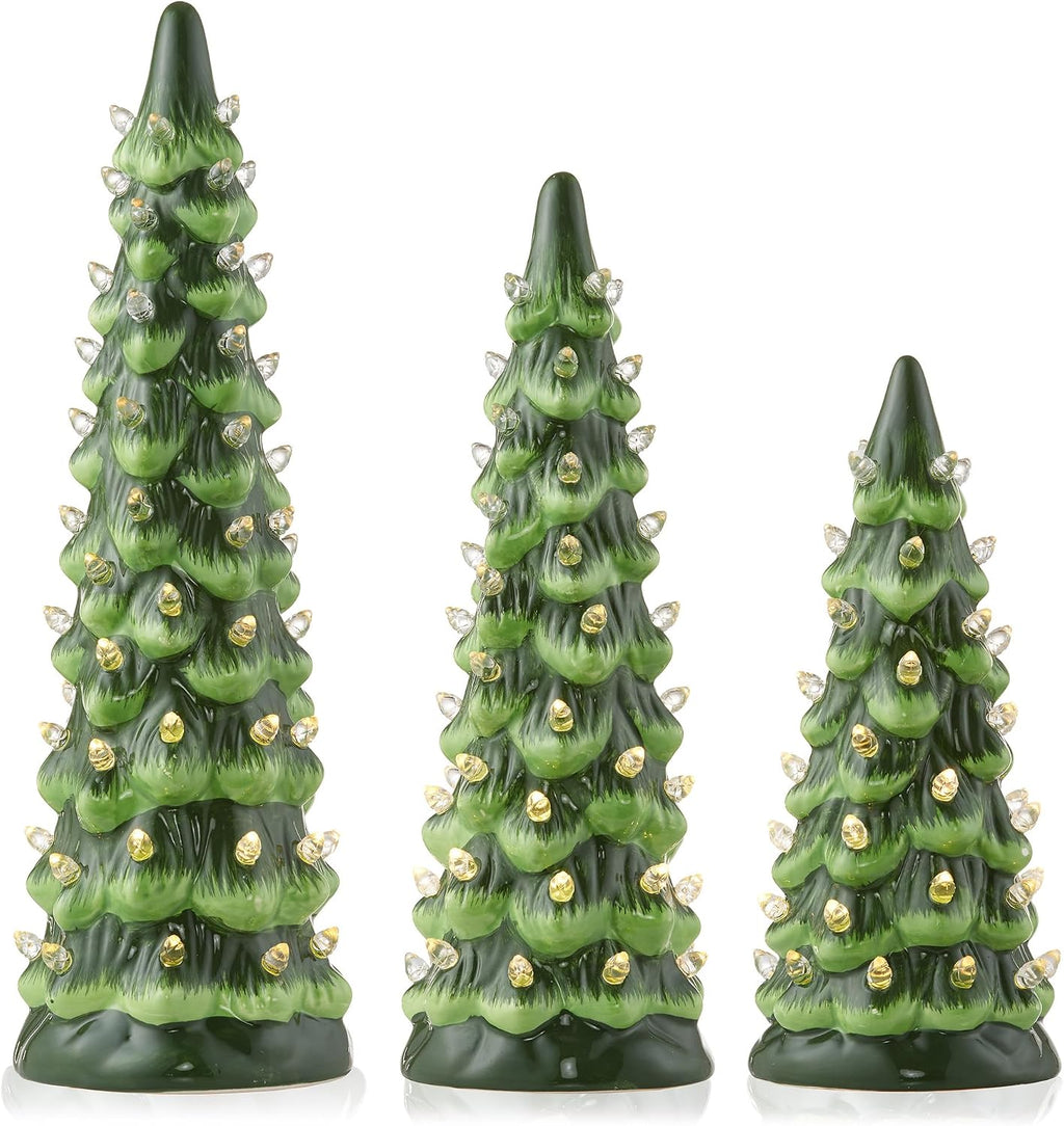 casafield set of 3 hand painted ceramic christmas, close-up detail