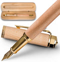 Ellington Pens Elegant Wood Fountain Pen Set – Includes Wooden Pen Box, Ink Converter, 6 Ink Cartridges, and Gift Box – Writing, Calligraphy