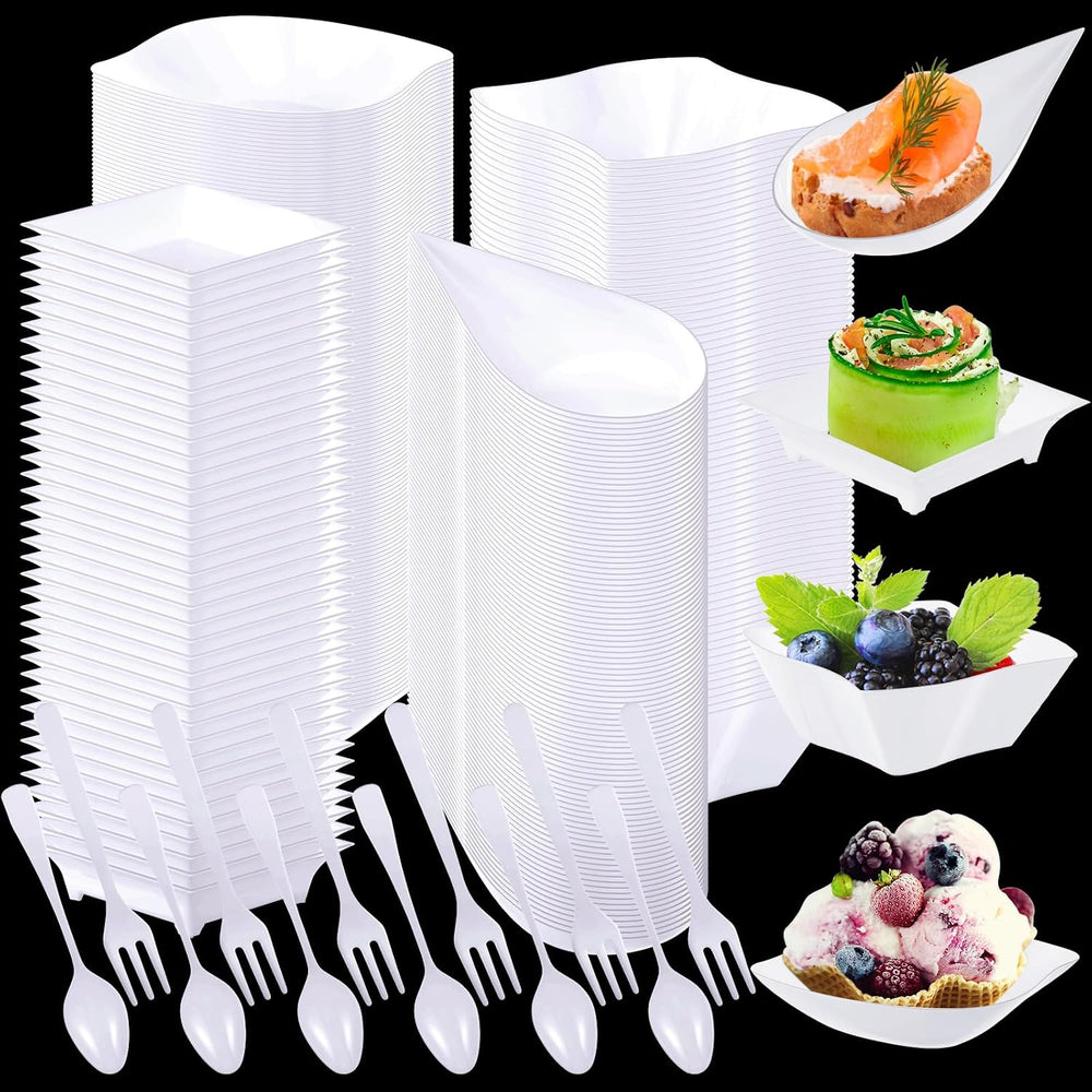 800 Pcs Mini Appetizer Plates Disposable, Classic Style, White