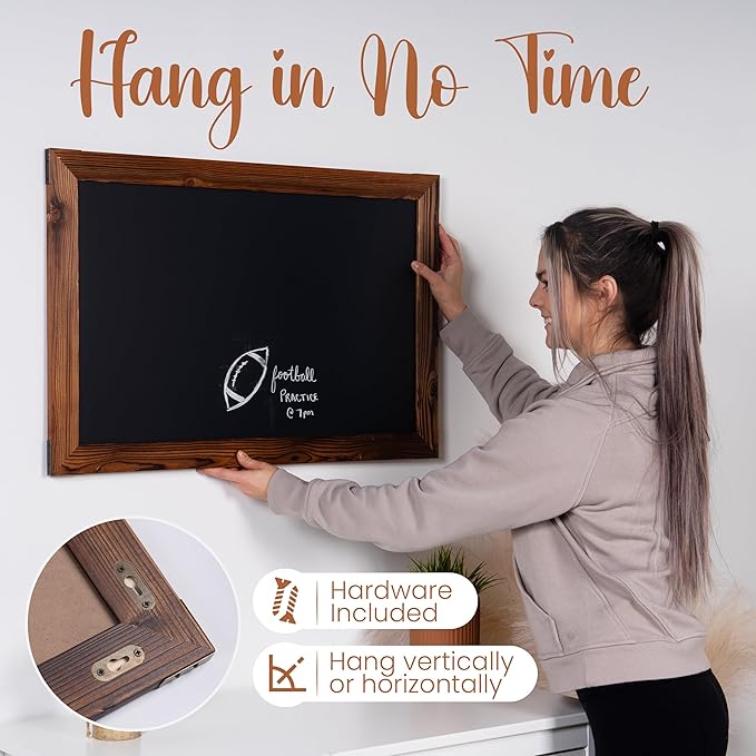 Loddie Doddie Magnetic Chalkboard Sign - 20 x 30 in Rustic Wood Frame - Easy-Erase Surface & Chalkboard Calendar for Wall - Magnet Board for Wall