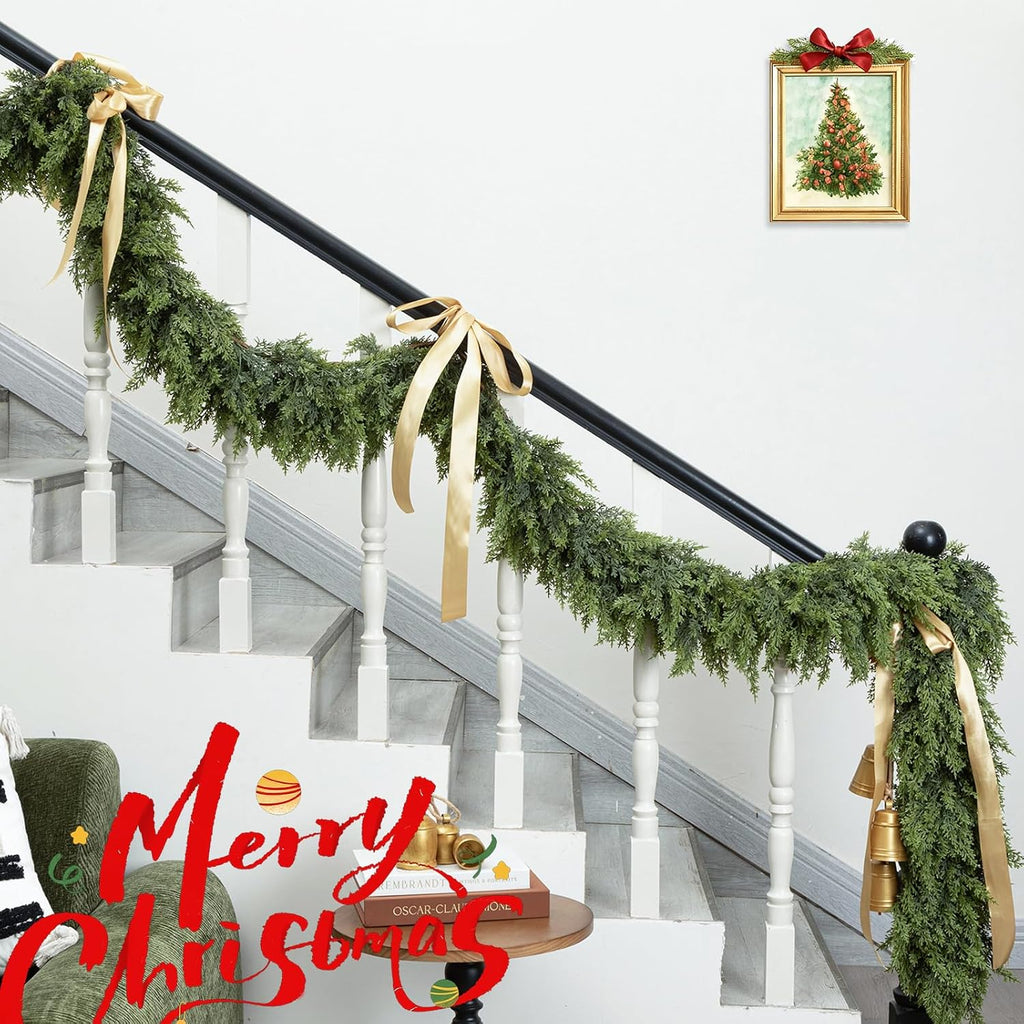 Giauma 9FT Double Fullness Artificial Christmas Cedar Garland 280 Branches