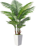 Flydeer 6FT Artificial Palm Tree with Tall White Planter, Floor Plant