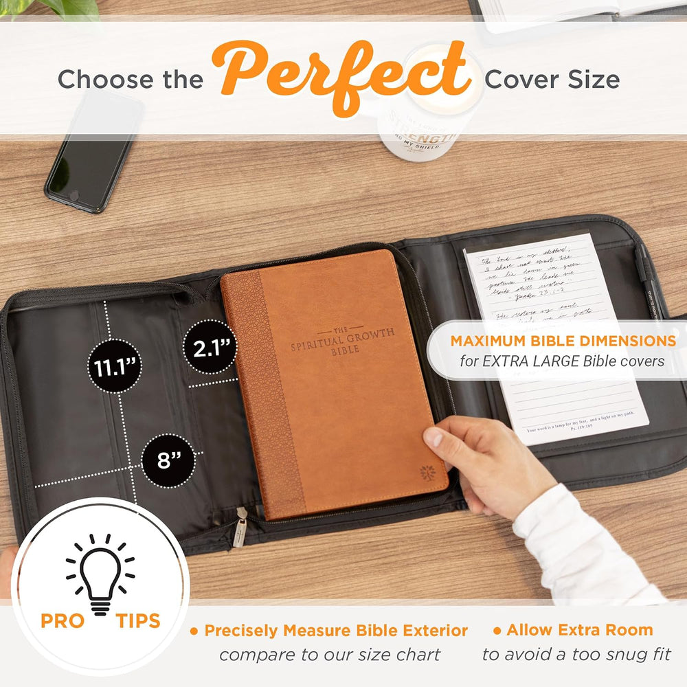 Christian Art Gifts Black Microfiber Bible Cover for Men and Women