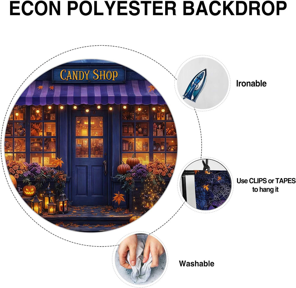 Allenjoy 118" x 95" Halloween Candy Shop Photography Backdrop with ...