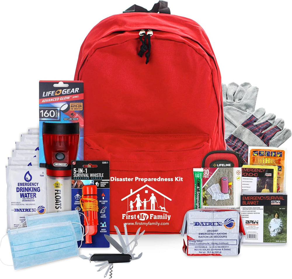 First My Family All-in-One Premium 1-Person, 72-Hour Bug Out Bag for Earthqua...