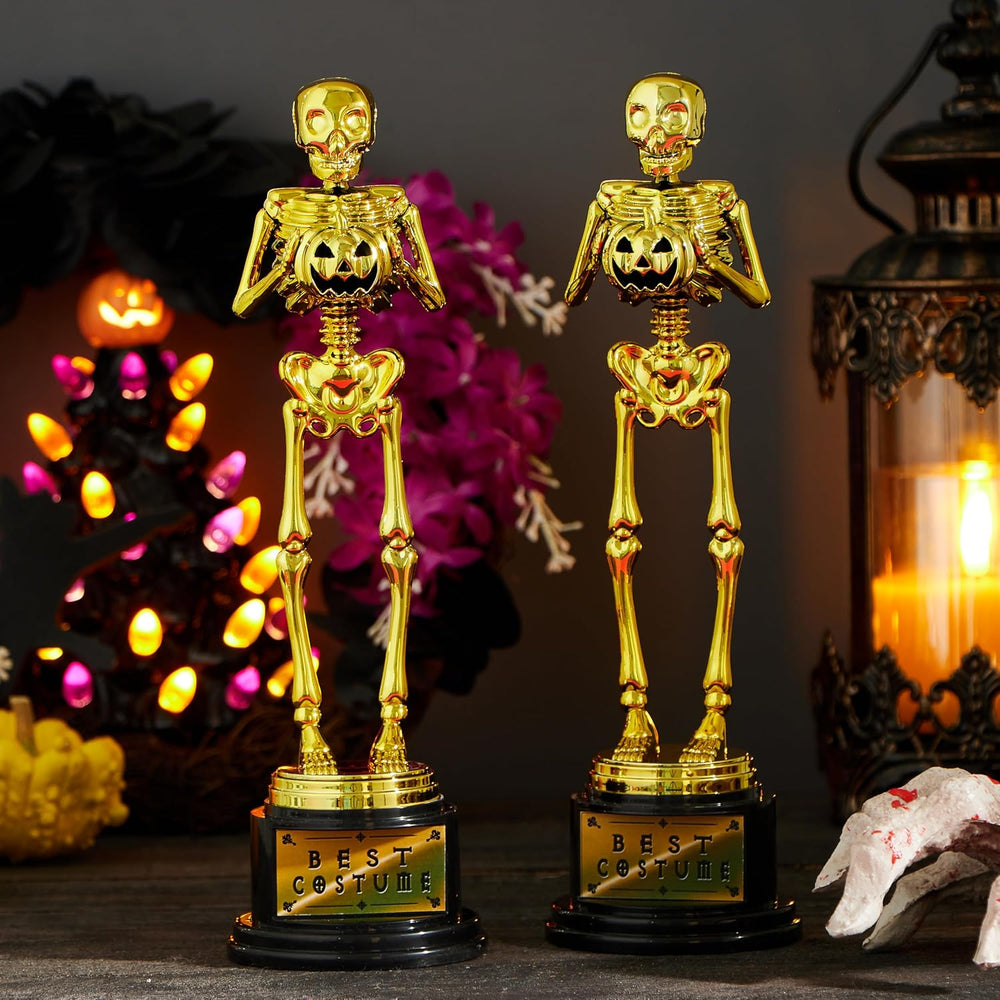 JOYIN 2 PCS Halloween Trophy Best Costume Skeleton Awards 10.6×3.2” for Hallo...