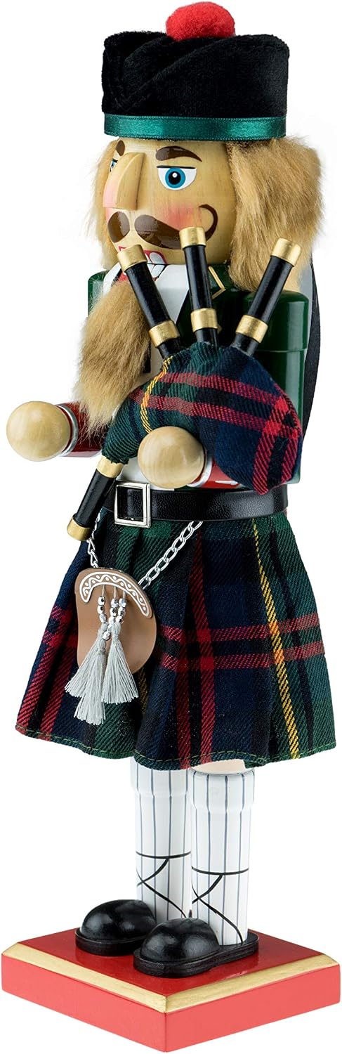 clever creations green scottish bagpiper 12 inch traditional, close-up detail