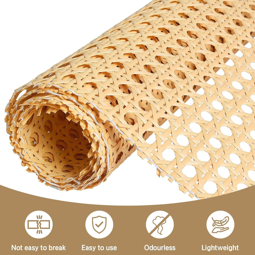 Storystore Rattan Webbing Roll, 16 x 158 Inch Woven Open Rattan Mesh PE Cane ...