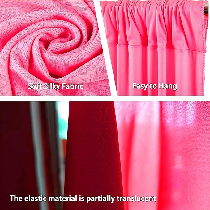 10 x 10 Feet Pink Backdrop Curtain for Partie, Background Curtains for Photoshoot, Birthday, Wedding, Halloween, Thanksgiving, Christmas Day, New Year Party Decorations 5Ft x 10Ft, 2 Panels
