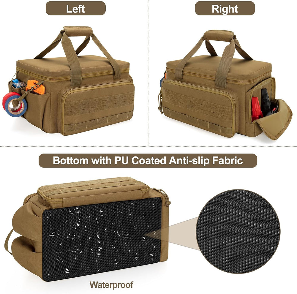 Rexmica 14-Inch Tool Bag Tool Storage Organizer Tactical Range Bag, Khaki