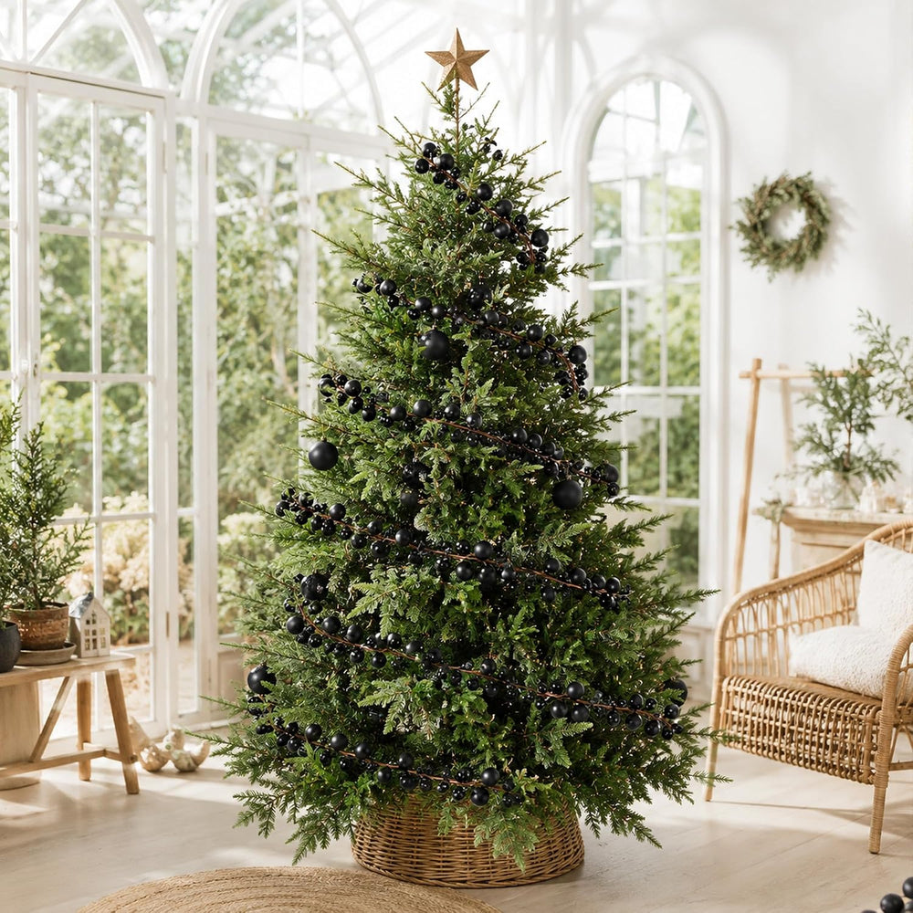 12ft Black Christmas Ball Garland Ornaments, Gothic Christmas Trees Garland
