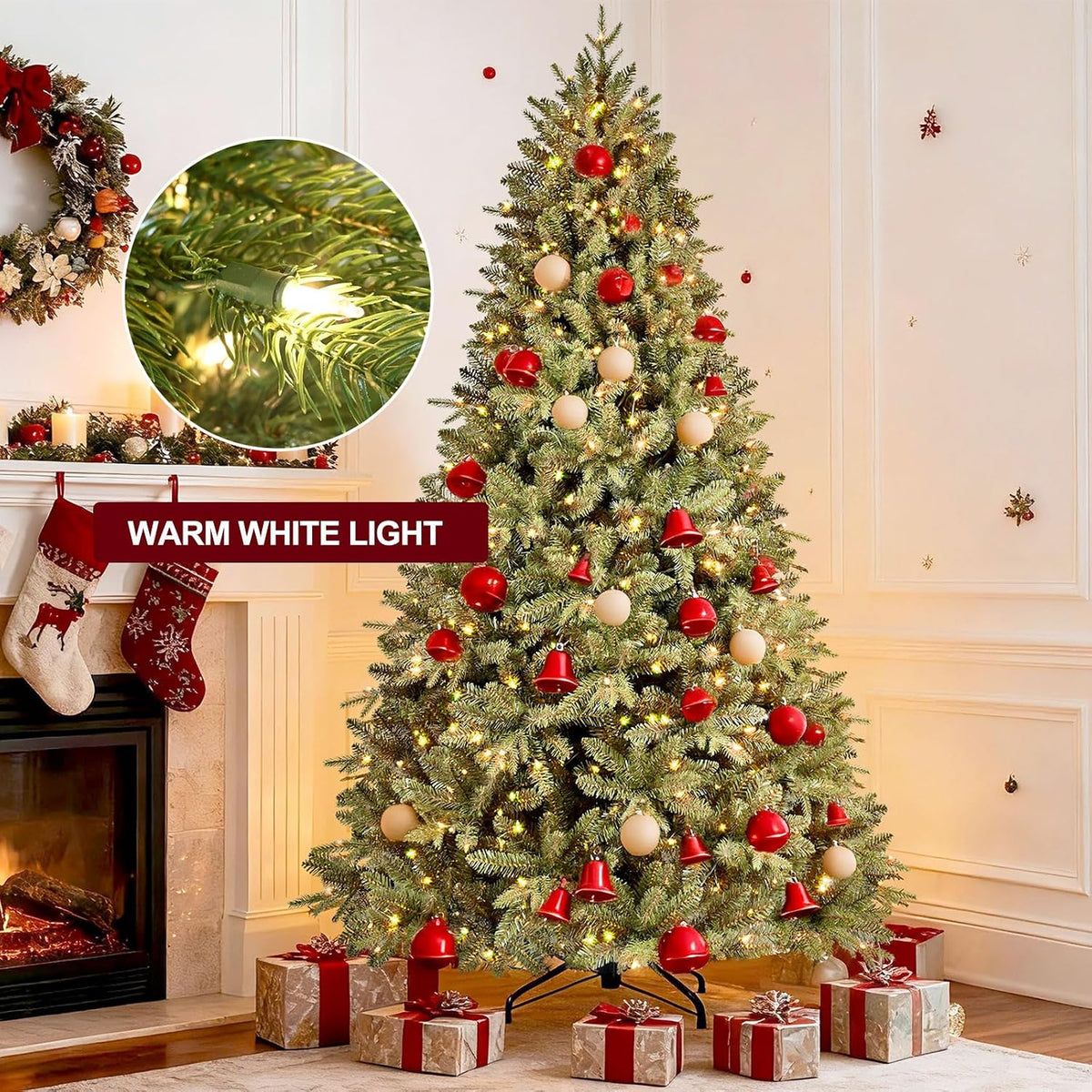 Treepool 7FT Prelit Artificial Christmas Tree, 2272 PE/PVC Tips, 500 Lights