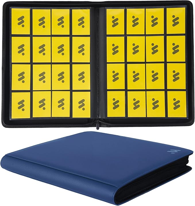 Premium 1000+ Pockets Card Binder,16 Pockets Trading Card Binder Ringless Side Loading Trading Card Album Folder for TCG -Blue