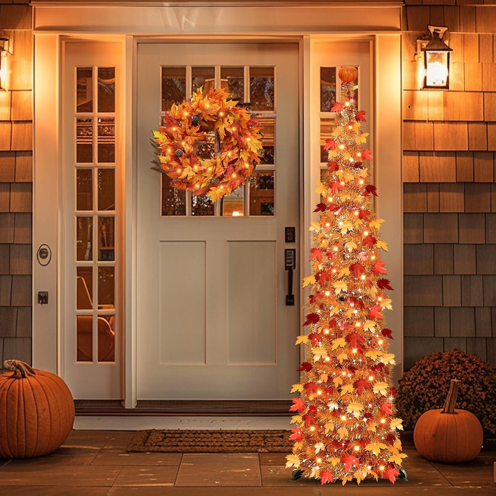 Pumpkin & Fall Decor - 5FT Pop Up Fall Tree with Lights Battery Operated