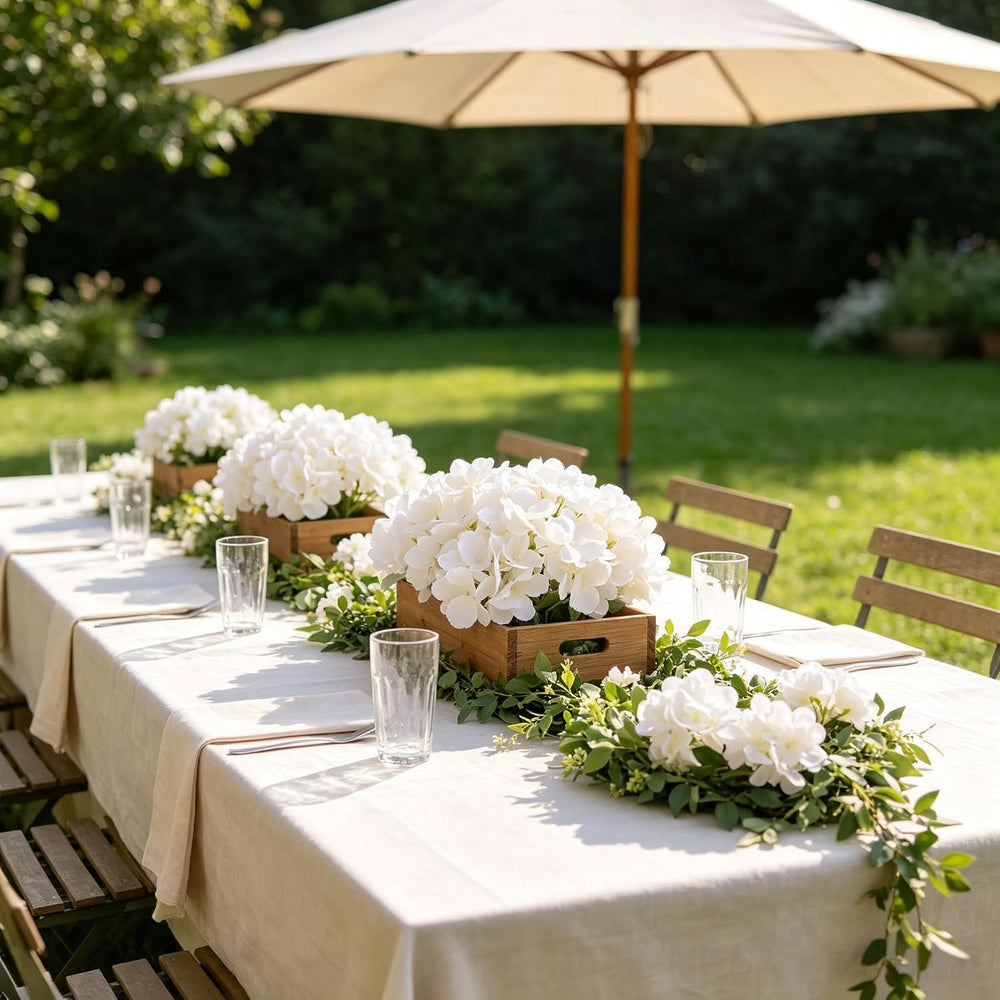 100pcs Hydrangea Artificial Flowers Bulk Heads with Stems Fade-Resistant Reus...