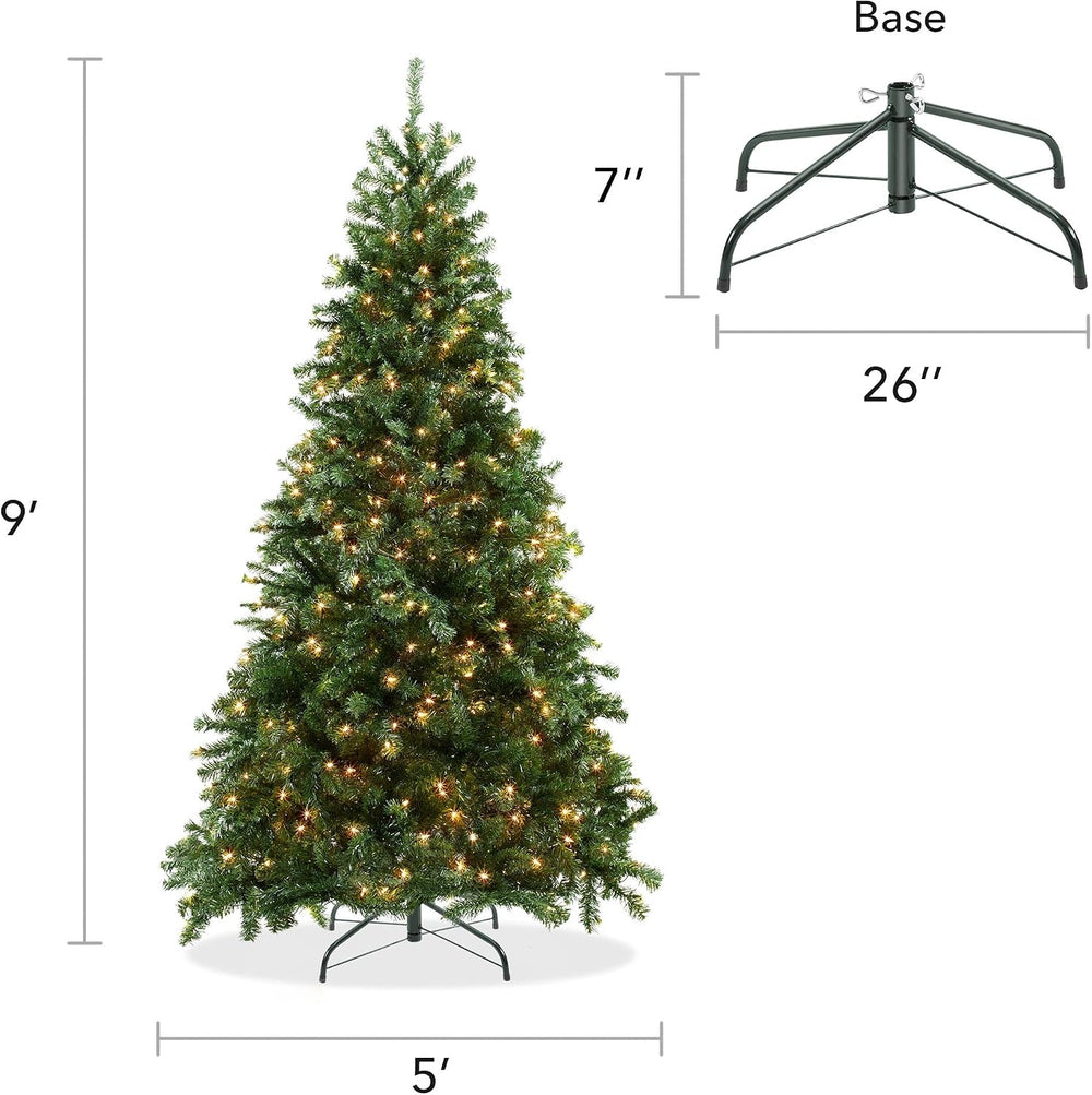 Casafield 9FT Realistic Pre-Lit Green Spruce Artificial Holiday Christmas Tre...