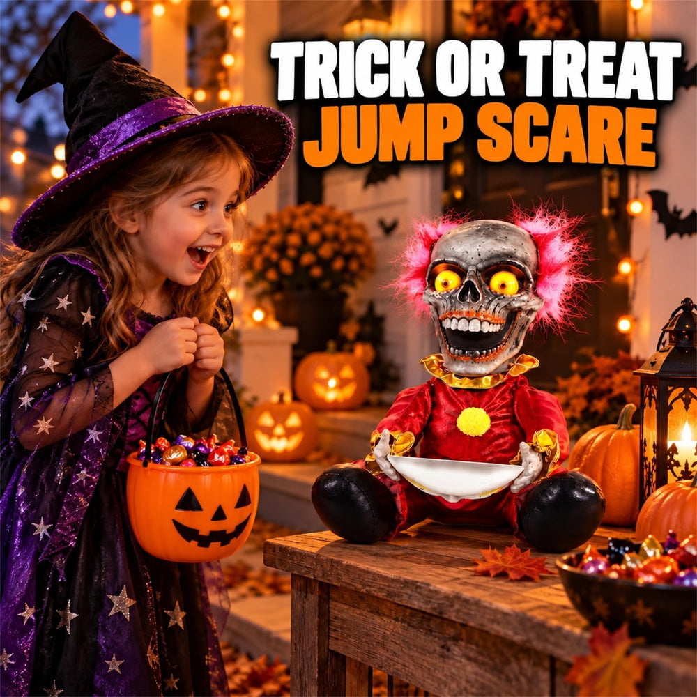 Quntis 13Inch Halloween Animatronic Clown with Sound & Touch Activated, F...