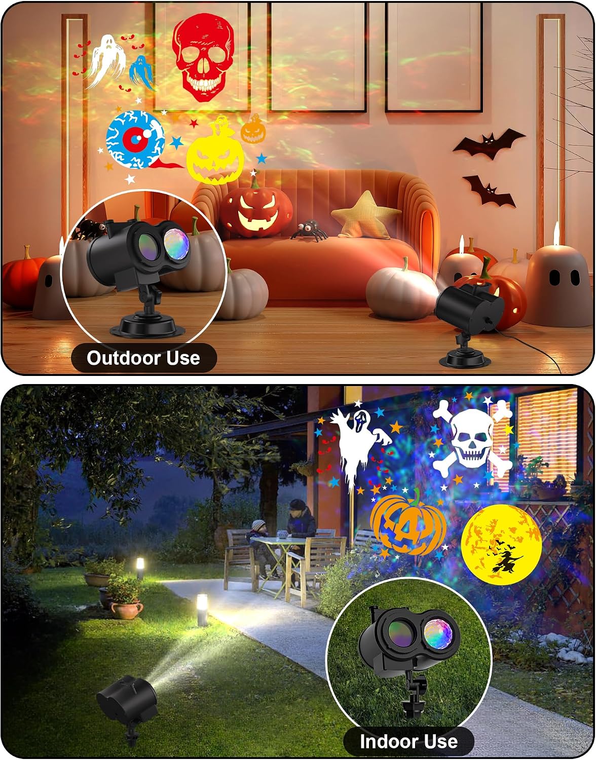 coolwufan 2-in-1 halloween christmas projector lights outdoor 20, package contents