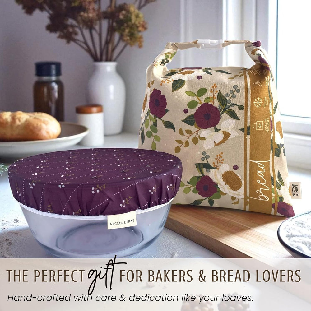 Beeswax Bread Bags for Sourdough & Bowl Cover Baker Set