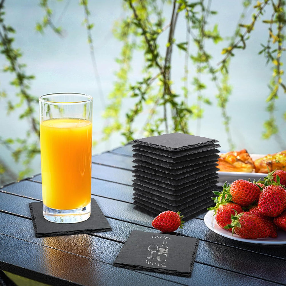 VIBRATITE 60 Pack 4 Inch Square Black Slate Drink Coasters