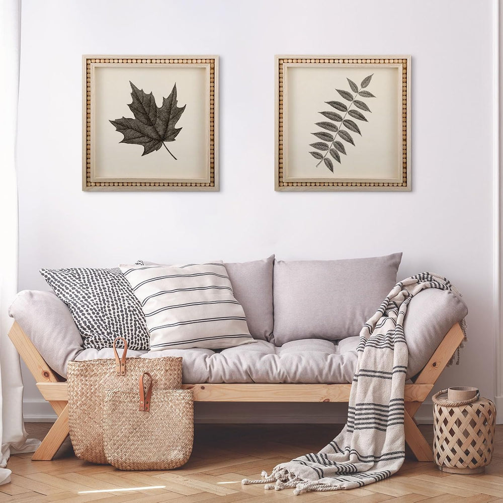 4 Pack Beaded Wood Panels Boho Style Wood Canvas Board, 12 x 12 Inch