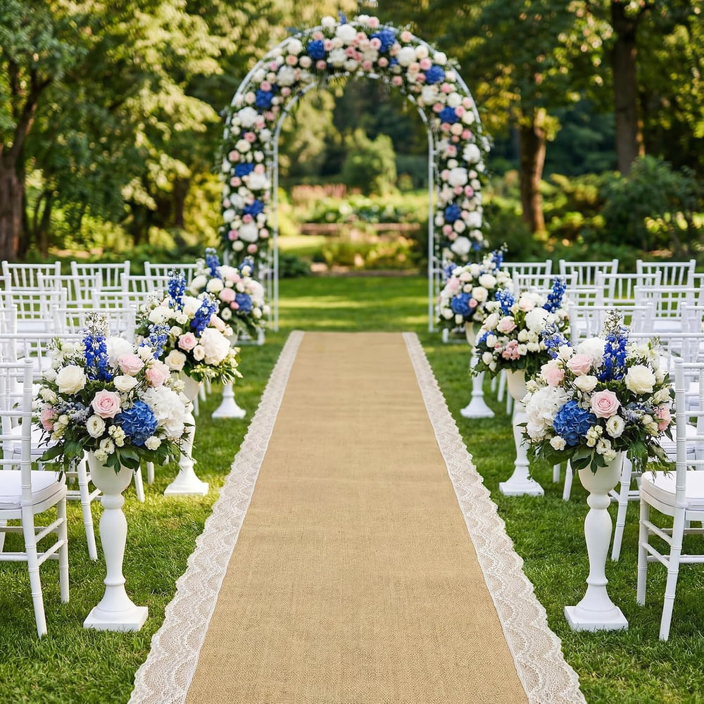 Breling 3.3ft x 23ft Burlap Wedding Aisle Runner Outdoor for Wedding Ceremony...