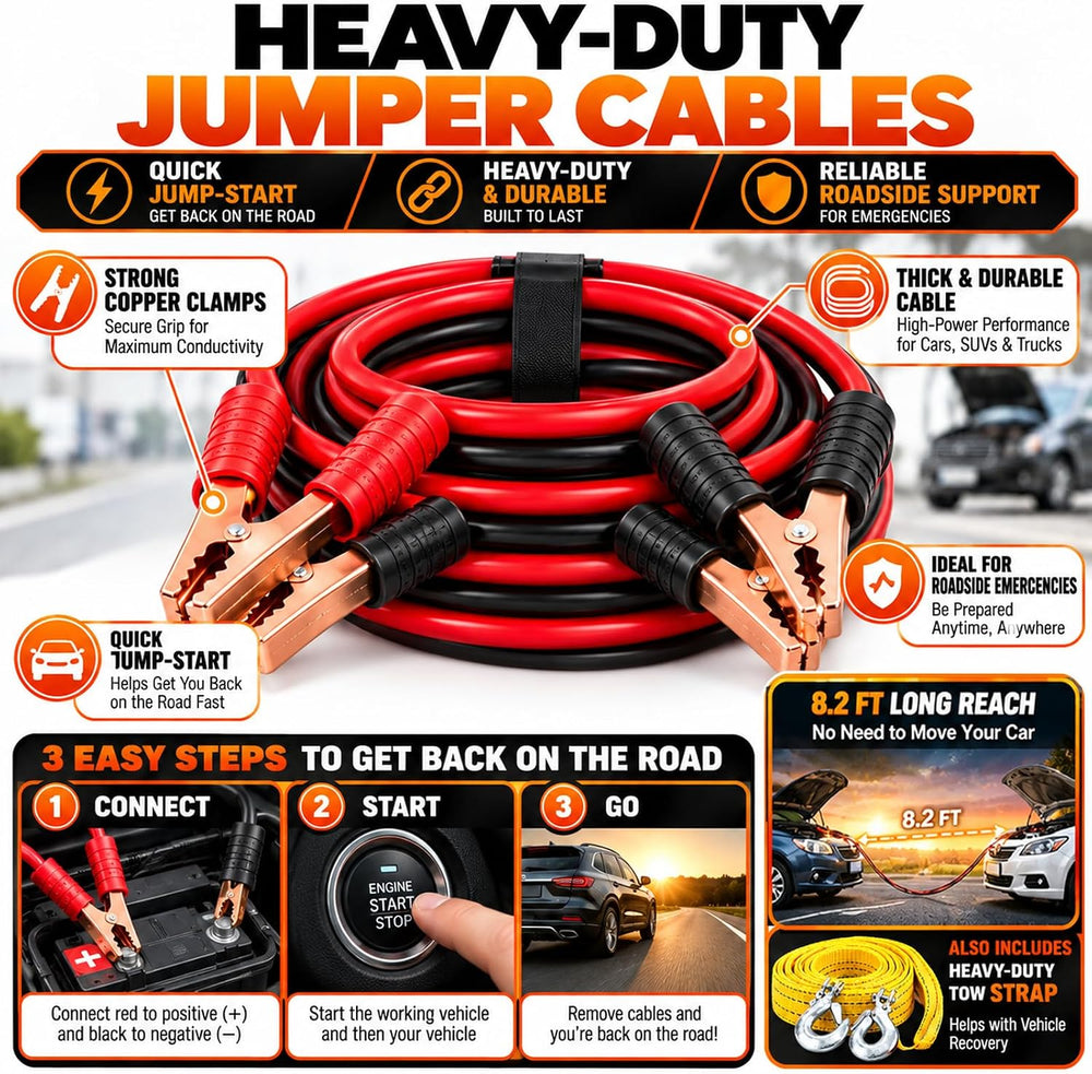Car Roadside Emergency Kit, with Jumper Cables Automotive Kit,Car Safety Road...