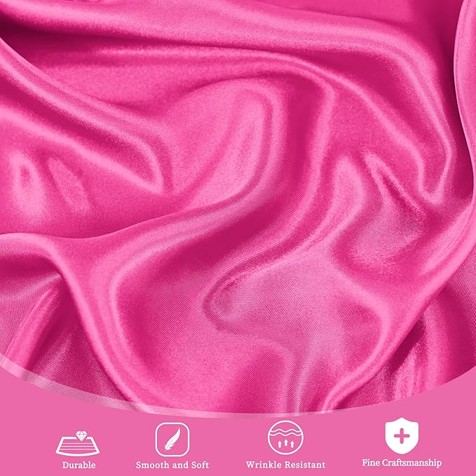 fani 12 Pack 120 Inch Hot Pink Satin Tablecloth - Silky Round Tablecloth Overlay Smooth Fabric Table Cover, Bright Table Decoration for Wedding Party Banquet Events Restaurant Kitchen Dining