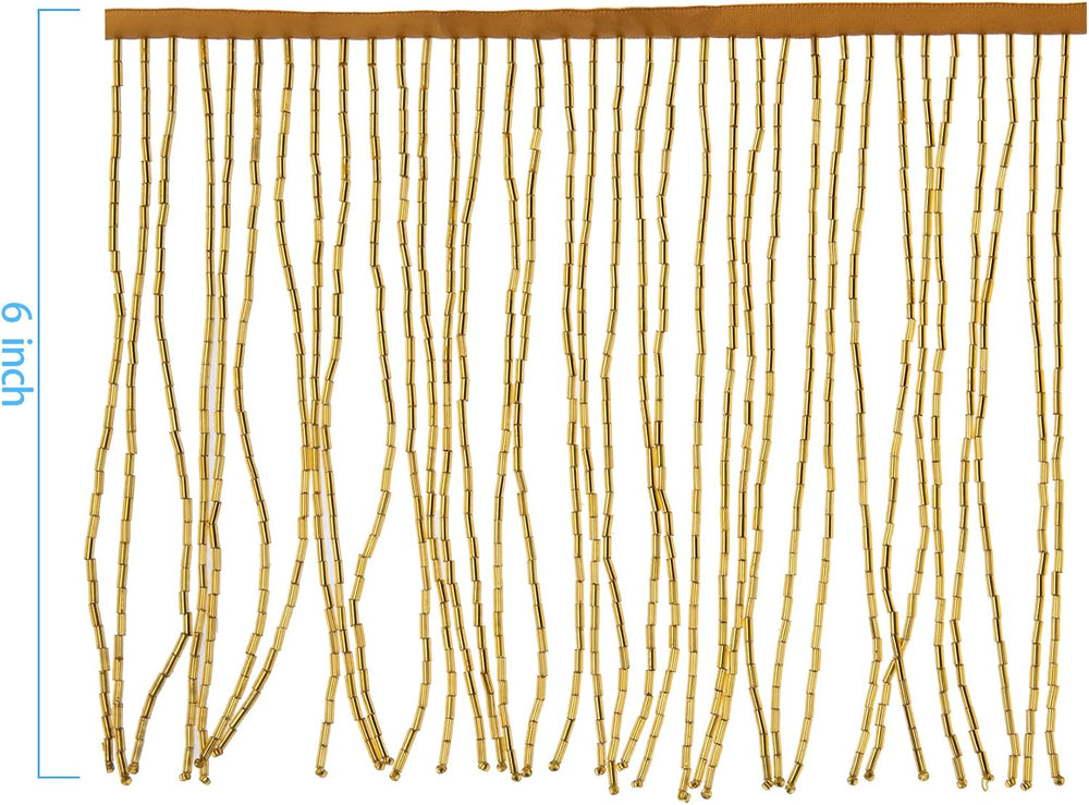 Beaded Fringe Trim,Ribbon Tassel Fringe Trim 6 Inch Wide 2 Yards Long for Cra...