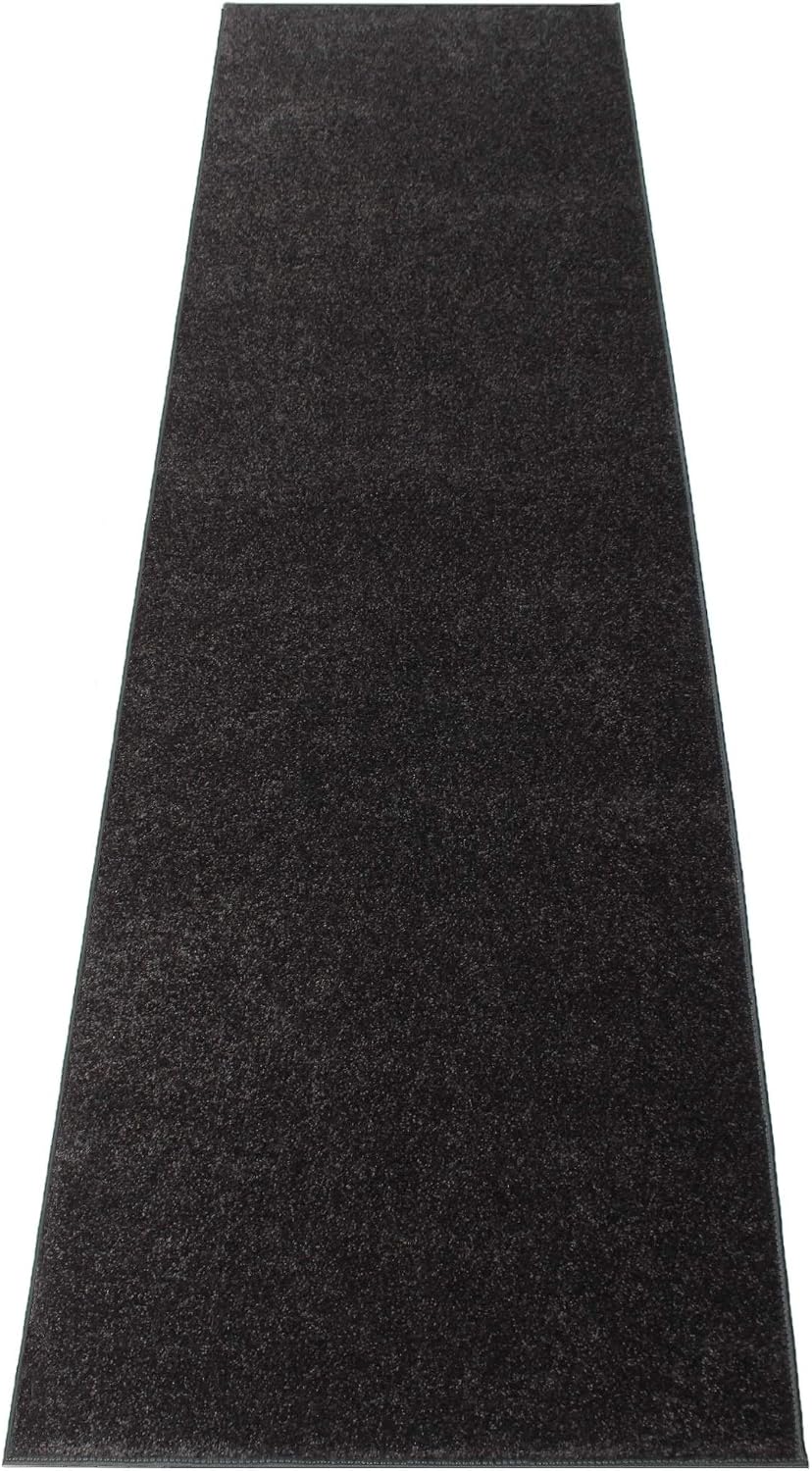 Black Event Carpet Aisle Runner - Real Rug with Backing, Binding, 3X20 Ft