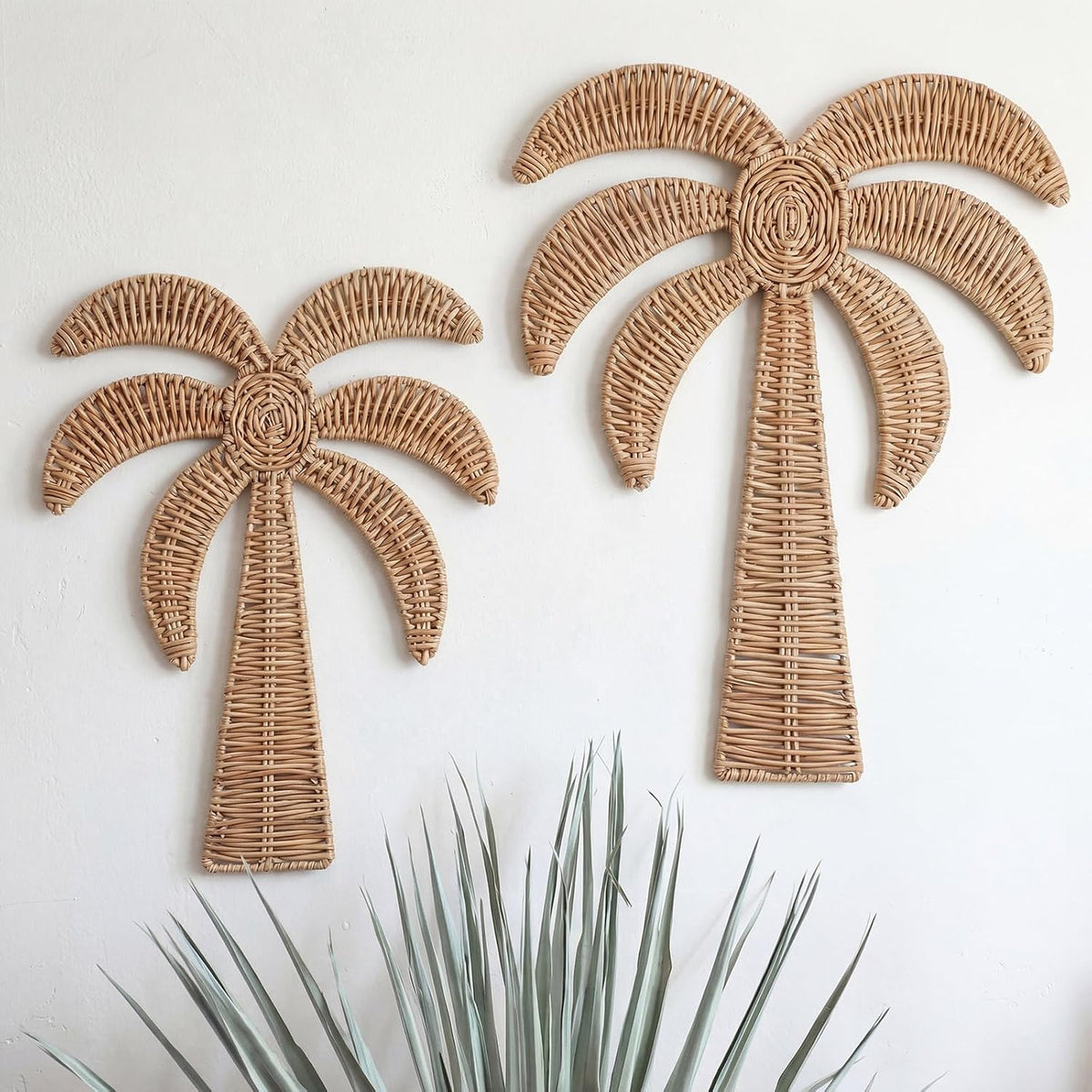 cinnvoice 2 pcs rattan palm tree wall decor, package contents