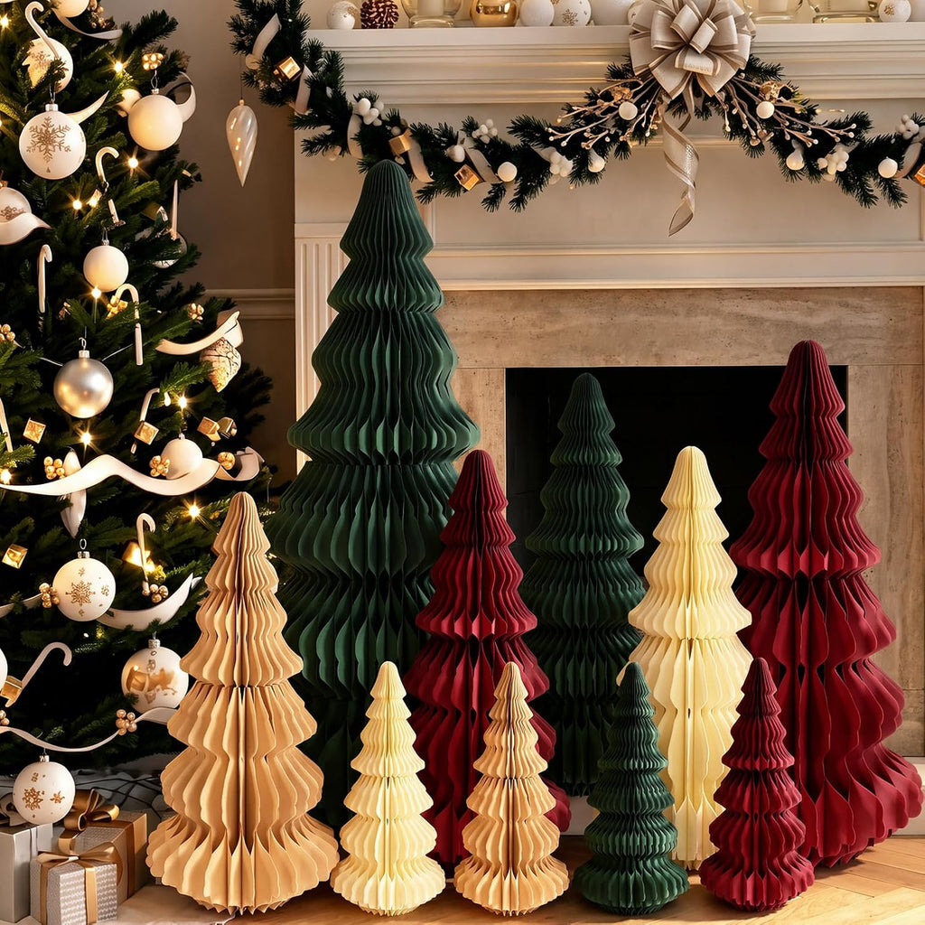 fullhawl 10 pcs honeycomb paper christmas tree, classic, package contents