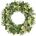 Vlorart 32 Inch Artificial Spring Summer Greenery Christmas Wreaths for Front Door Green Eucalyptus Leaf Wreath Decor Boxwood with Big Berries for Farmhouse Outside Year Round