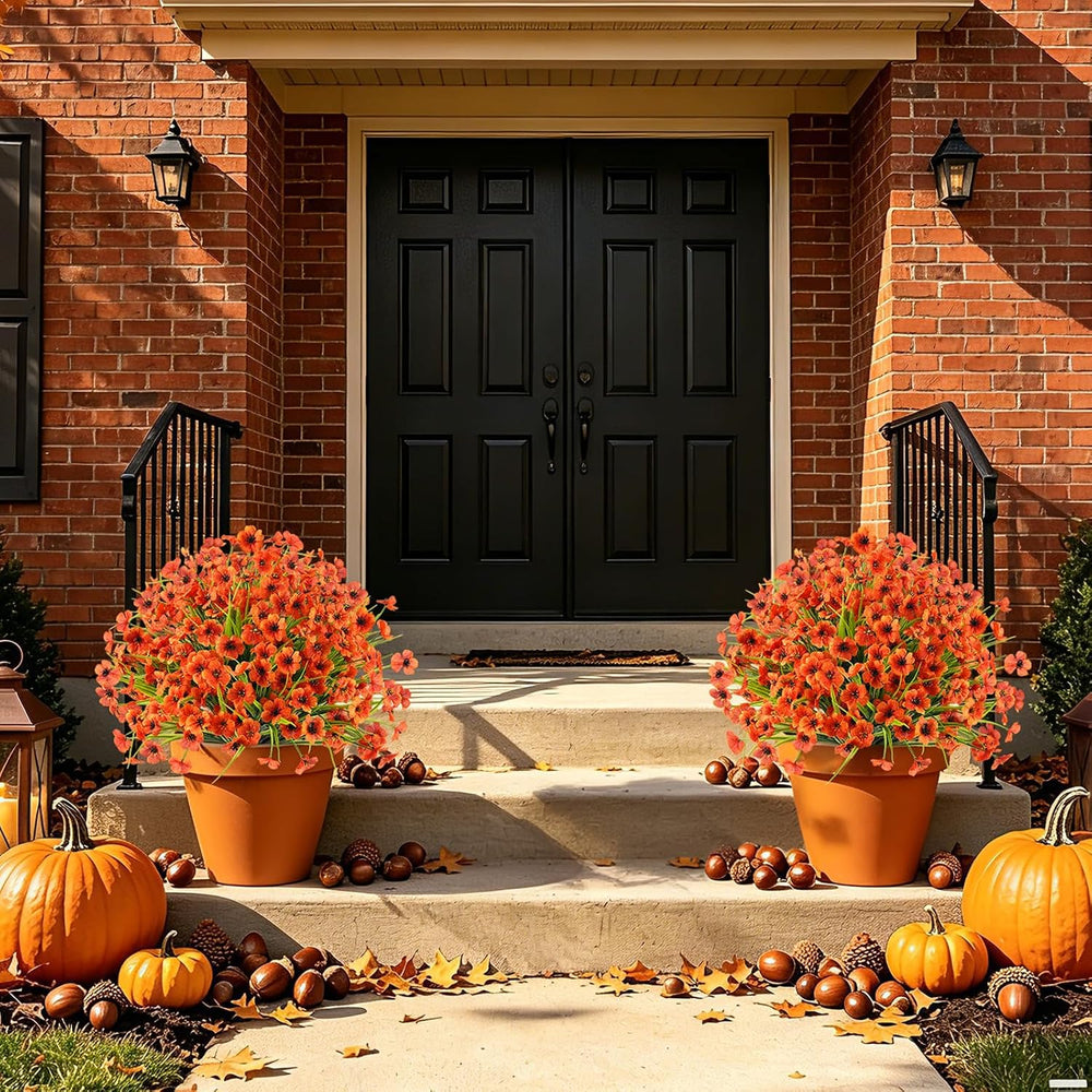2 Pack Artificial Fall Yellow Flower Topiary Balls for Outdoor