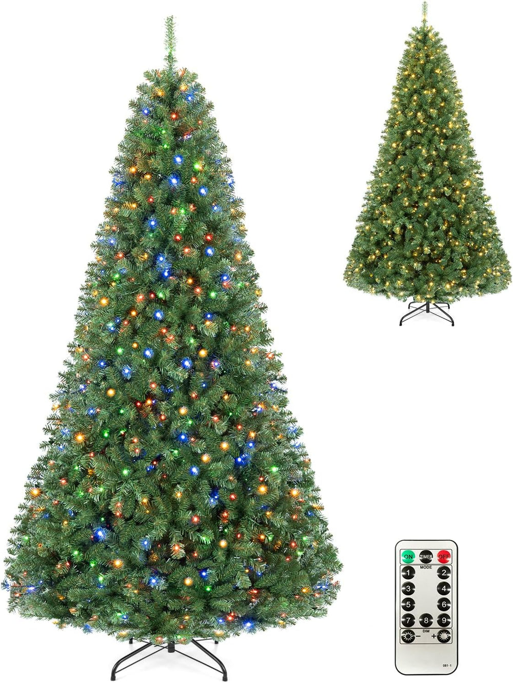 Goplus 8ft Pre-Lit Artificial Christmas Tree with Remote Control