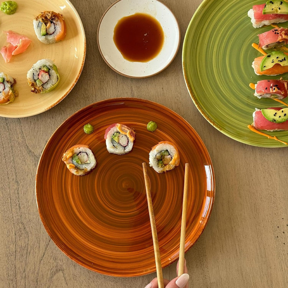 MORA Ceramic Helix Swirl Salad Plates Set of 6, 8in Spiral Porcelain Dish for...