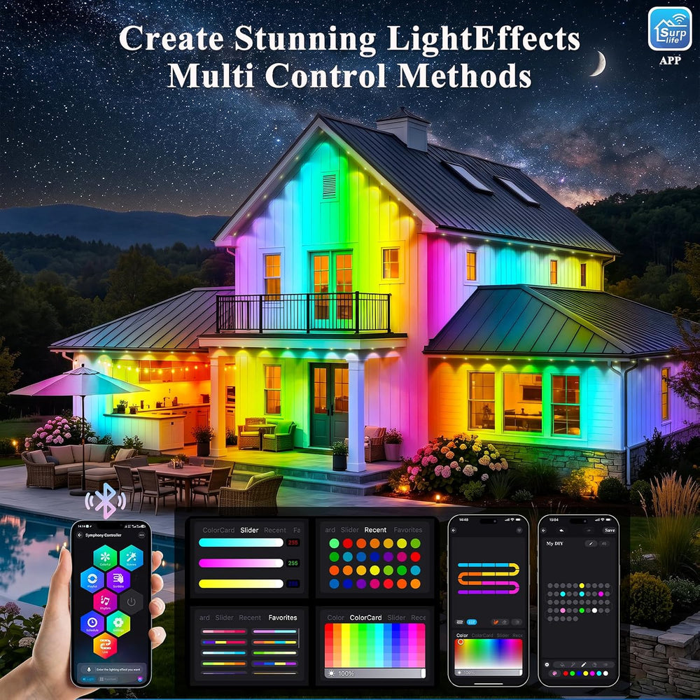 400FT Permanent Outdoor Lights, Smart RGB+IC Eaves Lights for House, App &amp...