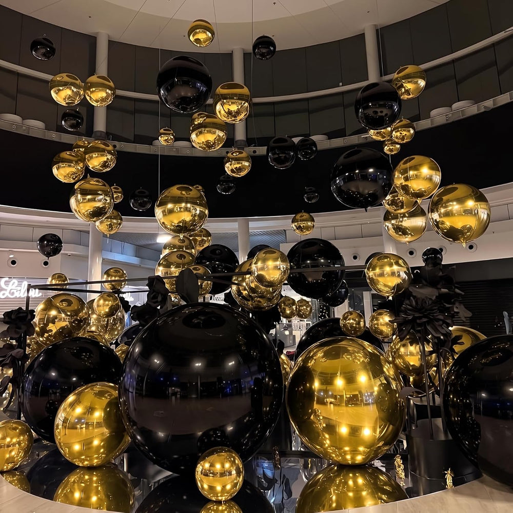 12 Pcs Giant Black Gold Metallic Party Balloons, Assorted