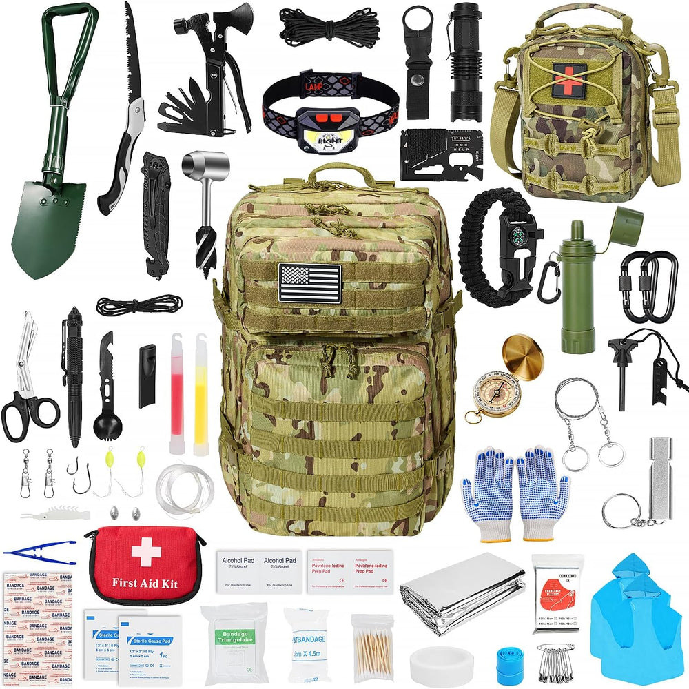 Survival First Aid Kit,99PCS Professional Survival Gear Large Hiking Backpack...
