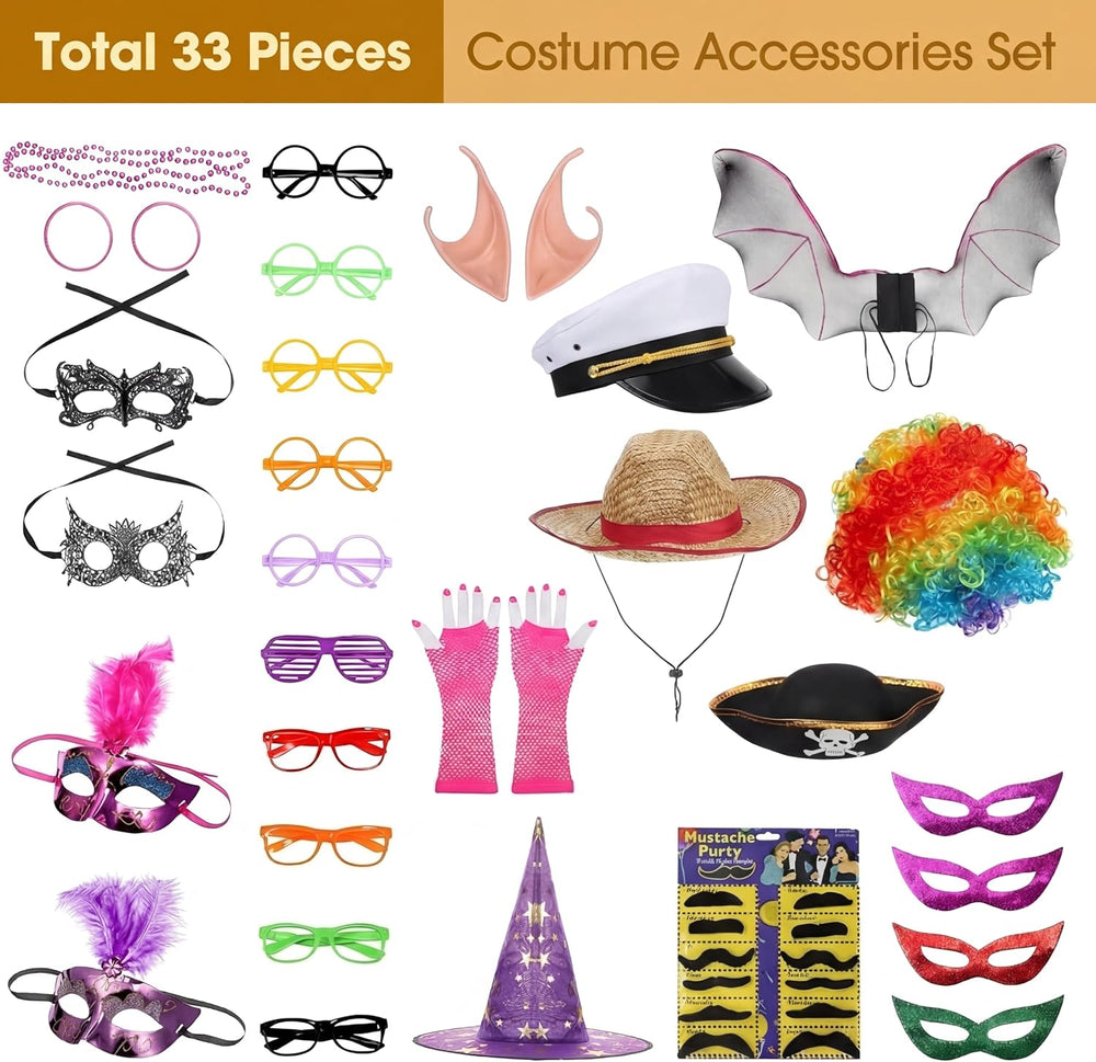 Landhoow 33 Pcs Funny Photo Booth Party Assorted Photo Booth Kit Props Costum...