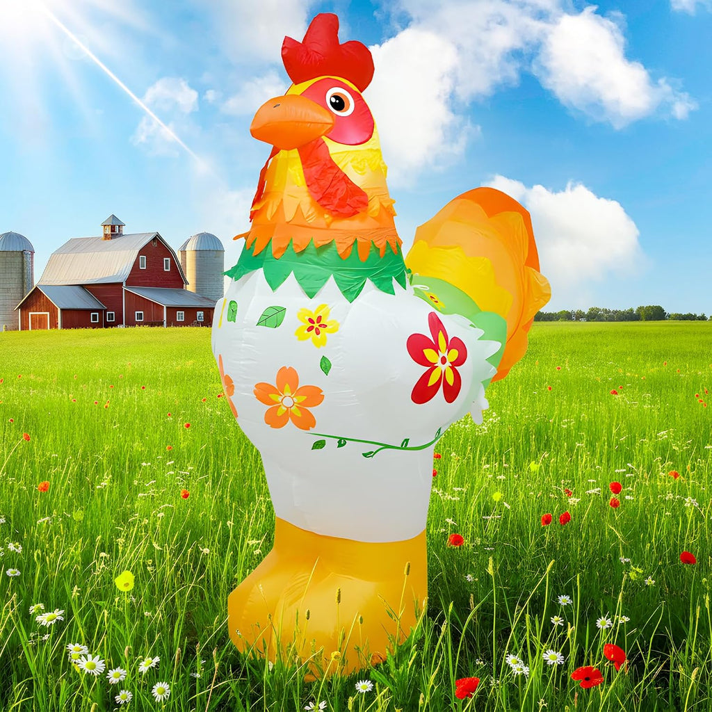 6FT Christmas Spring Farm Ranch Rooster Inflatables Cute Animals Decoration