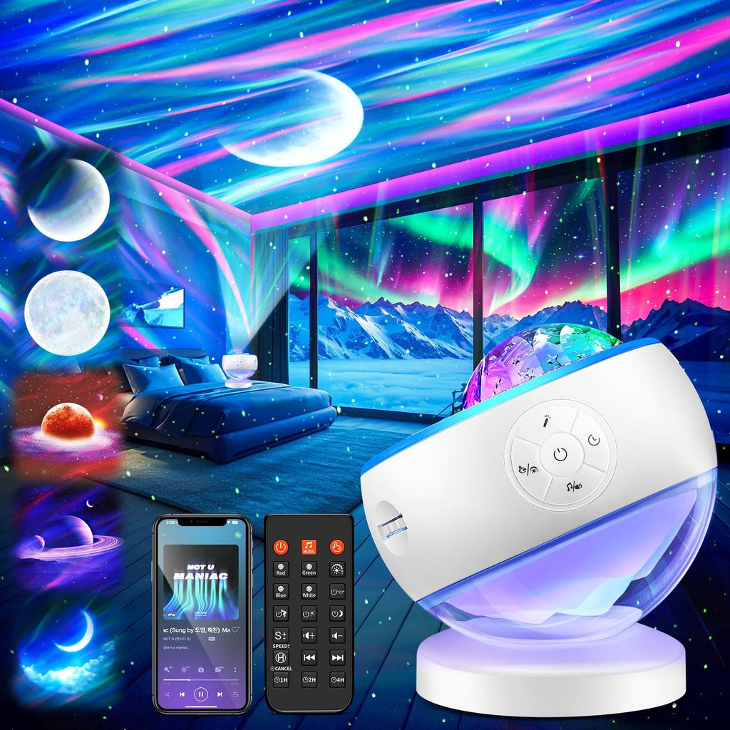 Iceberg Northern Lights Projector, White Galaxy Projector with Bluetooth