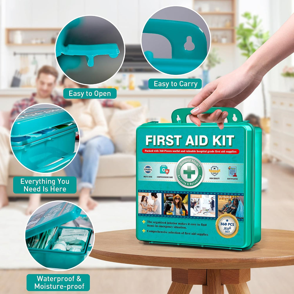 General Medi 360 Pieces Hardcase First Aid Kit - Comprehensive Large First Ai...