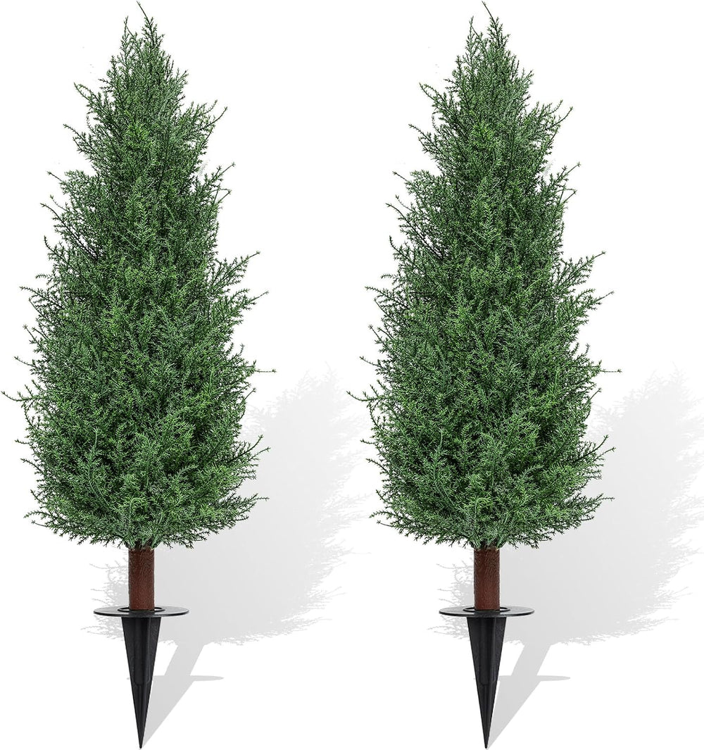 3FT Artificial Cedar Topiary Trees Realistic Fake Plants with Ground Spike
