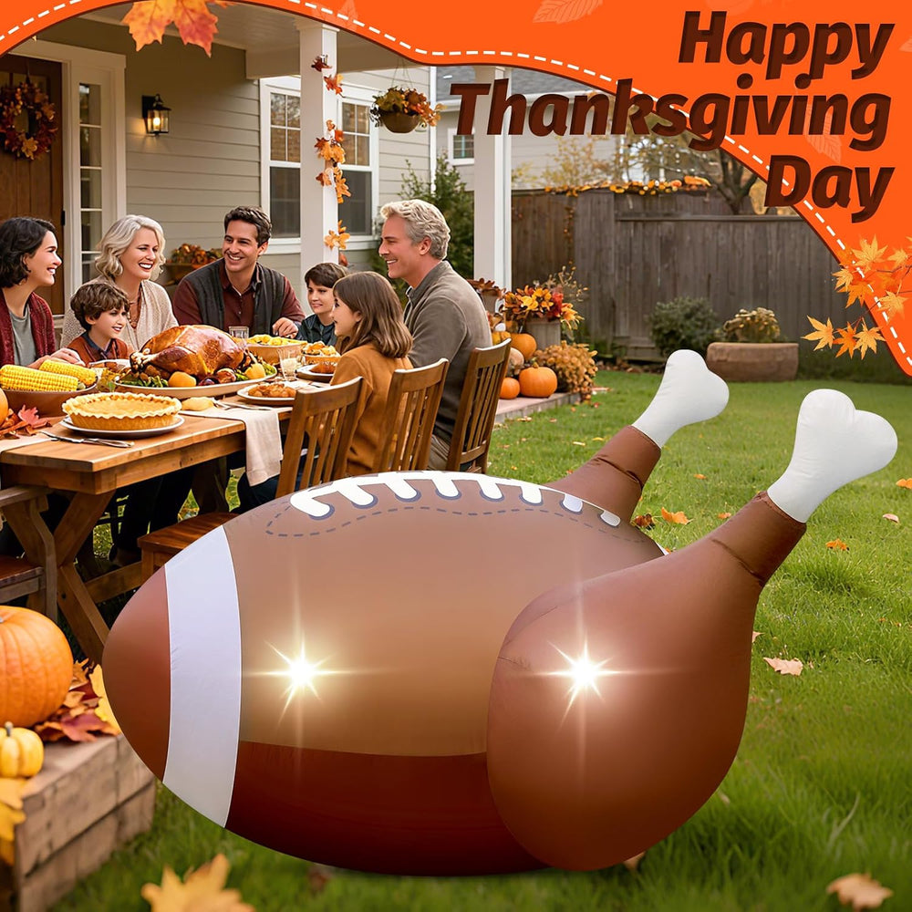 5FT Thanksgiving Inflatable Football Turkey Outdoor Decorations Giant Blow Up...